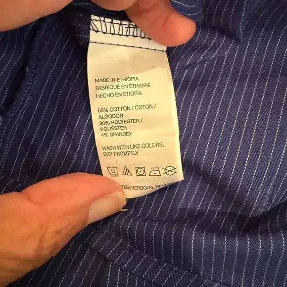 Mens Van Heusen Blue Striped Button-Up Dress Shirt Size XL - Picture 4 of 4